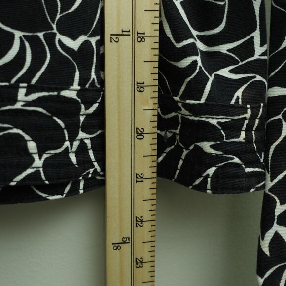 Charter Club Womens Button-Up Jacket All-Over Print Stretch Black White Size PM - Picture 9 of 9